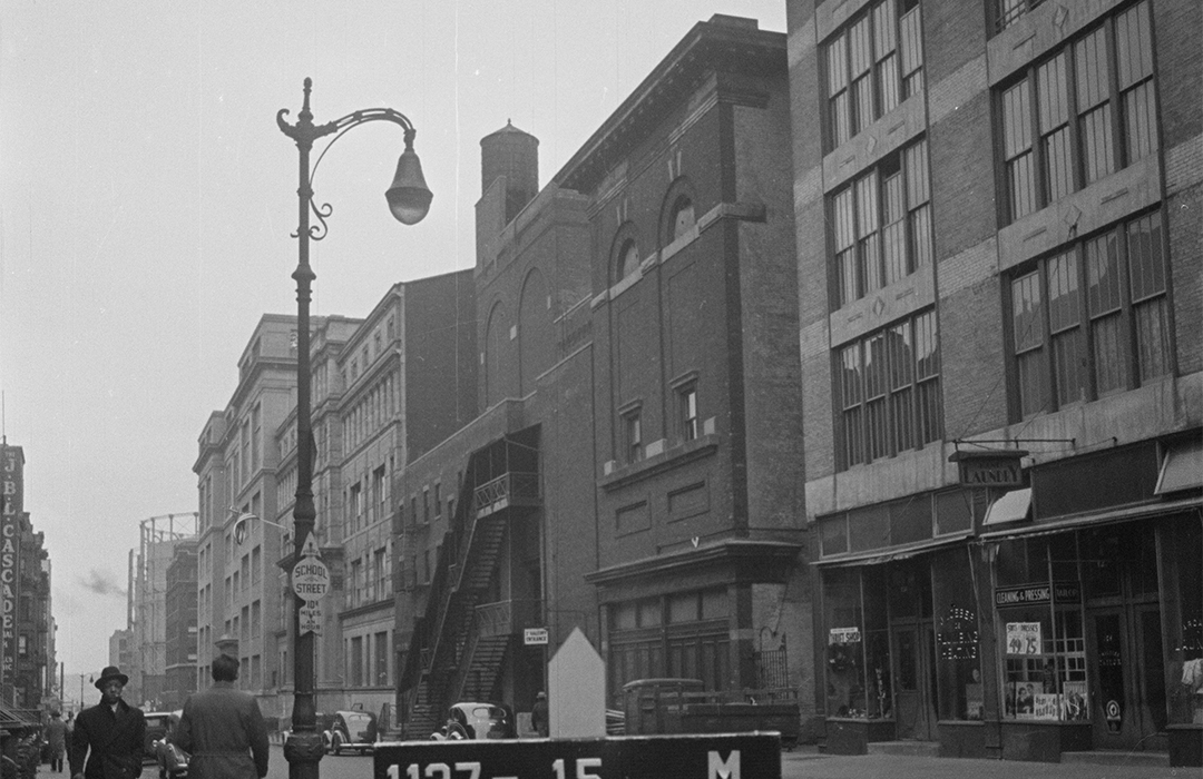 B&W NYC tax photo of 133-144 West 65th Street from south
