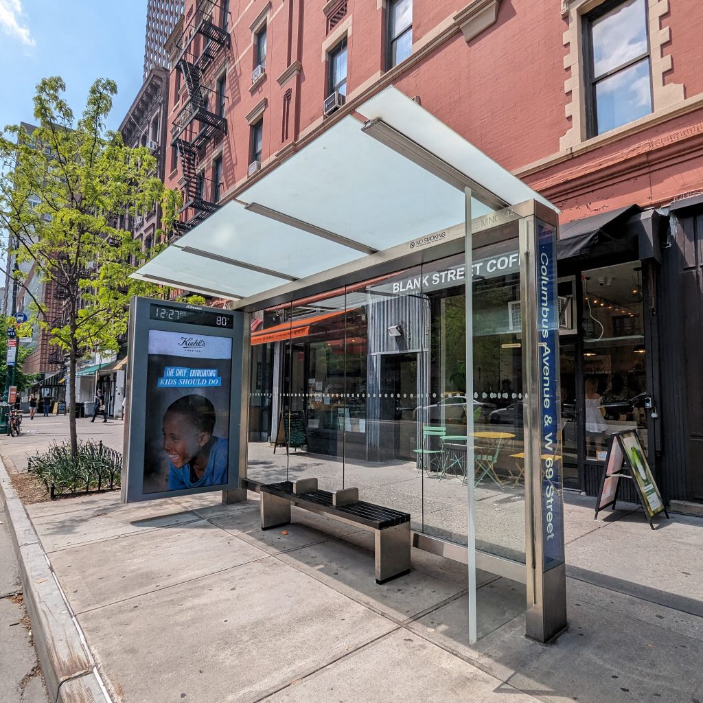 Color Picture of Bus Shelter at 69th Street and Columbus Avenue