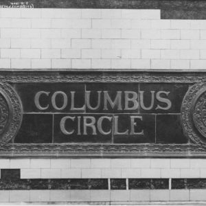 B&W Photo of detail of Columbus Circle station tilework.